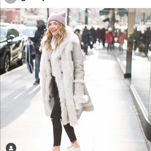 Grey reversible shearling coat